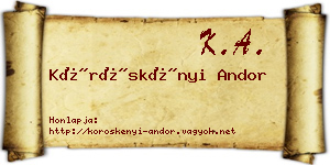 Köröskényi Andor névjegykártya