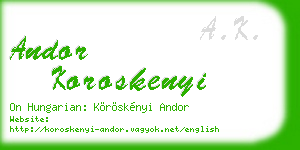 andor koroskenyi business card